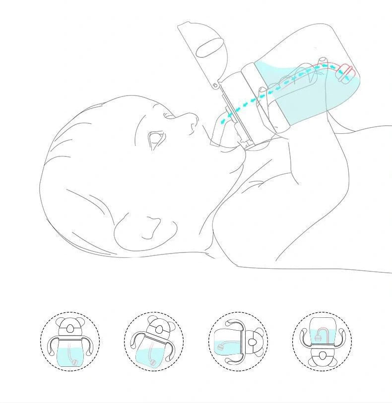 250ml Pink Baby Drinking Cup Feeding Bottle With Straw Gravity Ball Wide Caliber Drinking Milk Water Bottle With Handle