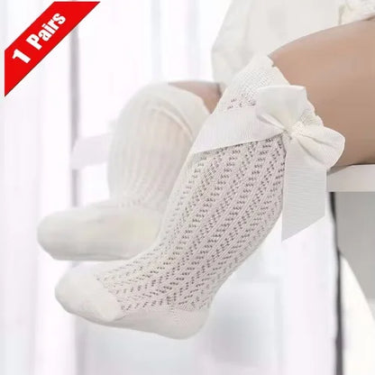 1/3Pairs Baby Girl Socks Toddler Big Bow Cotton Summer Mesh Infant Knee Socks Newborn Long Princess Socks For Girls 0-24Month