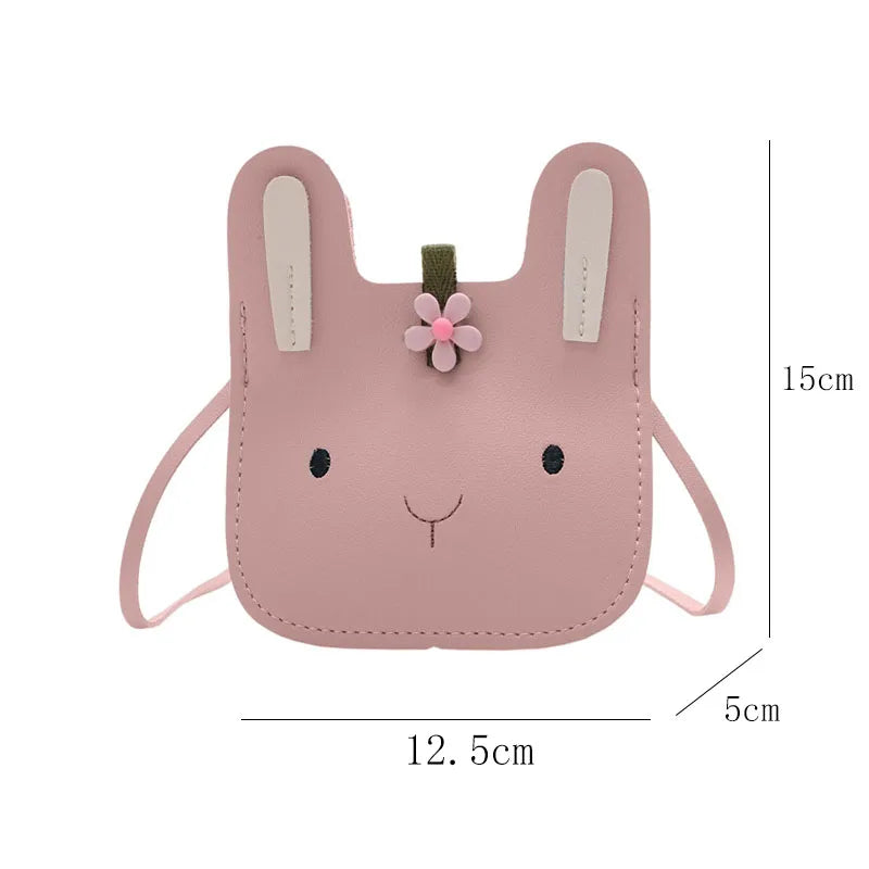 New Cartoon Animal Kids Mini Bags PU Leather Shoulder Bag Cute Bunny Bag for Children Soft Bunny Kids Toddler Girls Boy Purse