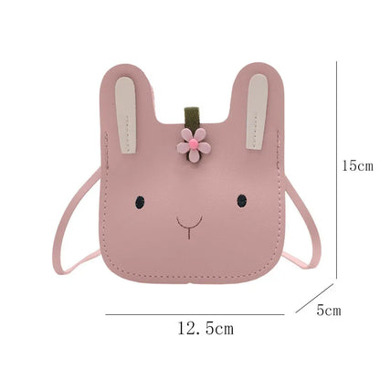 New Cartoon Animal Kids Mini Bags PU Leather Shoulder Bag Cute Bunny Bag for Children Soft Bunny Kids Toddler Girls Boy Purse
