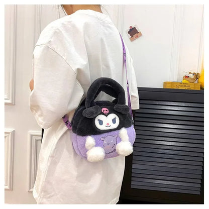 New Cartoon Sanrio Plush Bag Ins Versatile Kuromi Doll Doll Bag Cute Girl Handheld Small Bag