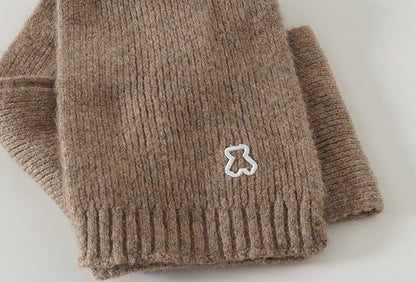 2024 New Fashion Warm Hat Scarf Set for Kids Boy Girl Chic Cartoon Bear Knitted Hat Scarf Autumn Winter Warm Beanie Scarf Set