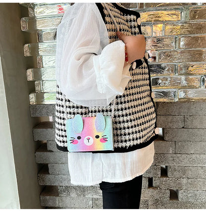 Mini Crossbody Bag for Children Cute Cartoon Cat Baby Girls Shoulder Bags PU Leather Boys Kids Small Coin Purse Handbags Wallet