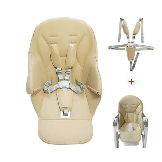 Seat Cushion For Peg perego Siesta Aag Prima Pappa Zero 3 High Chair Baby Stroller PU Leather Safety Belt Shoulder Crotch PAD