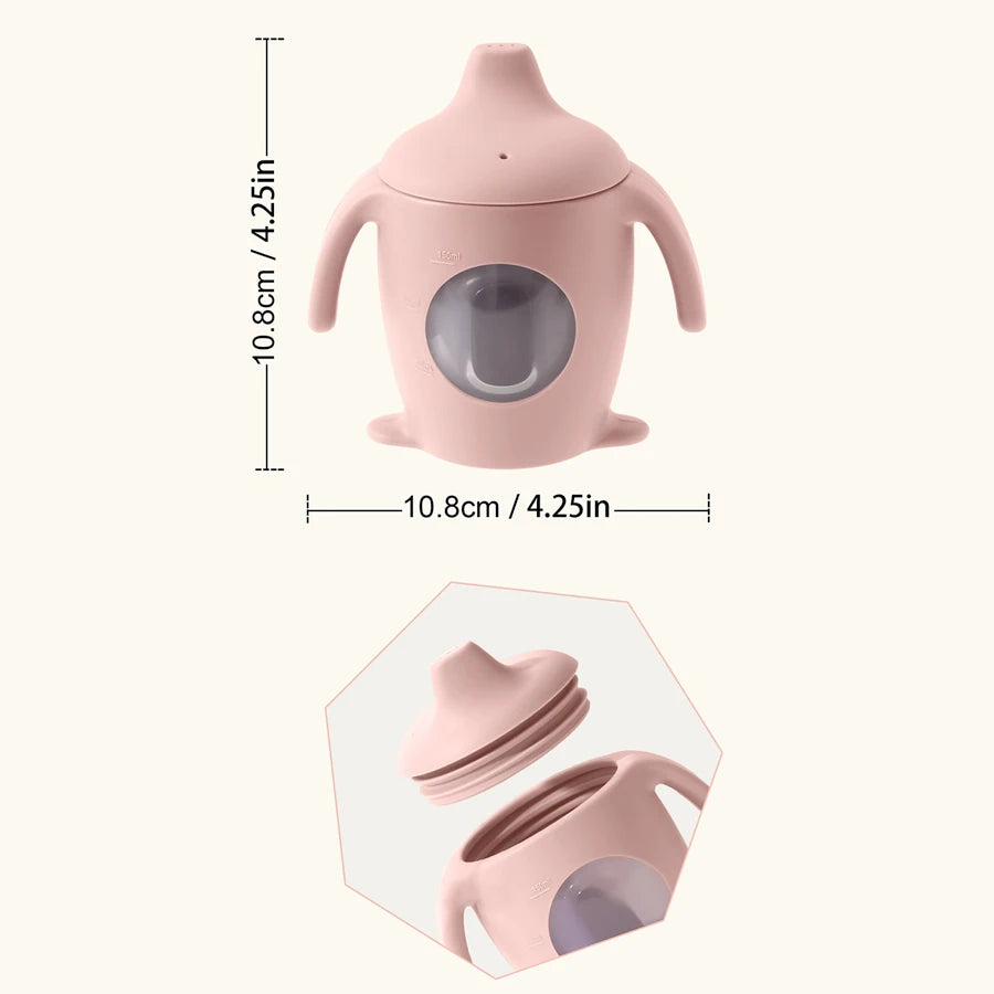 1PCS Toddler Trainer Cup Kids Dining Cup Baby Silicone Transparent Water Bottle With Handle  Milk Cups For Toddlers Baby Stuff