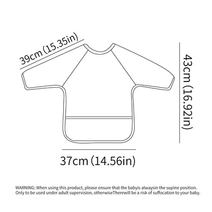 Elinfant 1PC Long Sleeve Bibs, Waterproof Feeding Bibs,Washable Burp Cloth,Coveralls Bibs,Easy To Clean,Wash-Free Eating Bibs