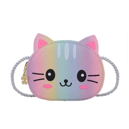 Mini Crossbody Bag for Children Cute Cartoon Cat Baby Girls Shoulder Bags PU Leather Boys Kids Small Coin Purse Handbags Wallet