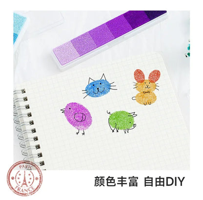 Journamm Finger Painting Kit Drawing Stencils Colorful Inkpad DIY Scrapbooking Creative Stationery Paint Tool School Supplies