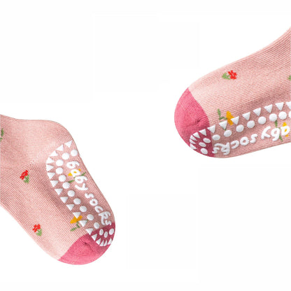 5 pairs of children's mid tube socks, spring and autumn adhesive point floor socks, playground anti slip socks, trampoline socks