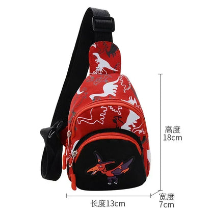 Kids Waist Bags Cartoon Dinosaur Print Outdoor Travel High Capacity Crossbody Zipper Bag Girl Boy Gift Children Chest Pouch Pack