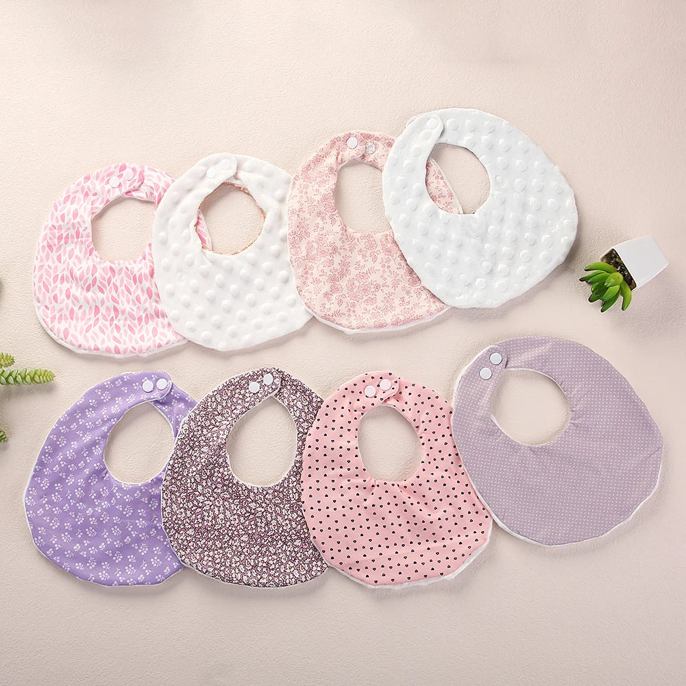Flower Print Baby Bib Stuff Cotton Adjustable Snap Bandana Scarf for Kids Newborn Boys Girls Feeding Saliva Towel Burp Cloth