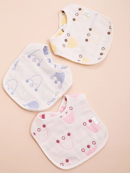 3pcs Baby Bibs U Shape Absorbent Soft Cotton Bib Soft Comfortable Toddler Feeding Eating Burpcloths Waterproof Saliva Towel