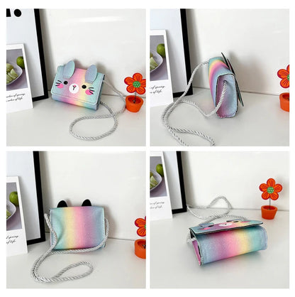 Mini Crossbody Bag for Children Cute Cartoon Cat Baby Girls Shoulder Bags PU Leather Boys Kids Small Coin Purse Handbags Wallet