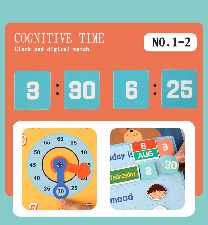 Kids Visual Schedule Daily Calendar Chart Busy Board Preschool Early Learning Toys Time Date Month Festival Weather Season Mood