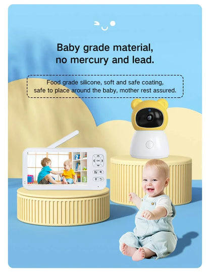 TUYA 5 Inch Video Baby Monitor with Camera PTZ Zoom 3MP Babyphone Cam Security Protection Surveillance Cam Temperature Sensor