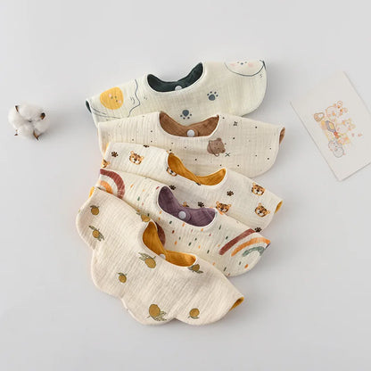 New Cute Cotton Baby Feeding Drool Bib Infants Two-sided Usable Saliva Towel Soft Burp Cloth For Newborn Toddler Kids Bibs