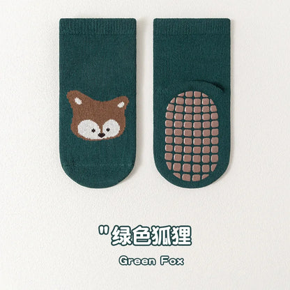 6/1 Pairs Autumn And Winter Large Area Dot Glue Baby Trampoline Socks, Baby Little Kids Non-slip Floor Socks Large Cartoon Strai
