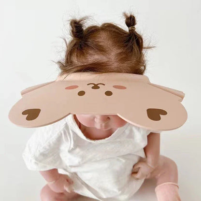 Cute Bear Adjustable Shower Cap Baby Eyes-Protected Ears-Protected Infant Bathing Protection Hat Soft Baby Hair Washing Hat