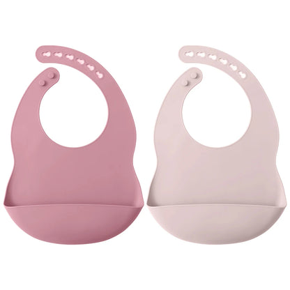 2PCS Toddler Silicone Breastplate Baby Bib Waterproof Solid Color Infant Bibs Newborn Feeding Burp Cloth Drooling Scarf