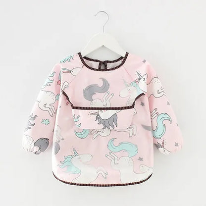 Newborn Baby Bibs Blouse Waterproof Long-sleeved Reverse Dressing Infant Eating Clothes Apron Bib Protective Clothing 0-2Years