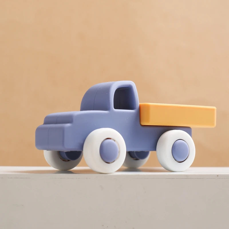 Montessori Baby Silicone Car Toys 0 12 Months Newborn Baby Things Silicone Baby Teether Toy Car  Educational Toy Silicone Blocks