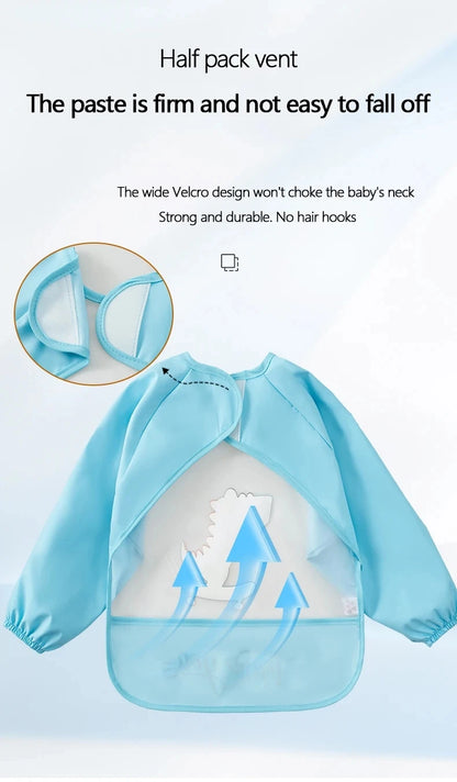 Baby Food Overalls Waterproof Children's Bibs Boys And Girls Drool Towel Four Seasons Long Sleeve No-Wash Apron