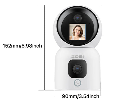 ZOSI 6MP 4MP Dual-Lens Indoor Security IP Camera Two-Way Video 2.4G/5G WiFi C528 360° Views Pan/Tilt Home Baby/Pet Dog Monitor