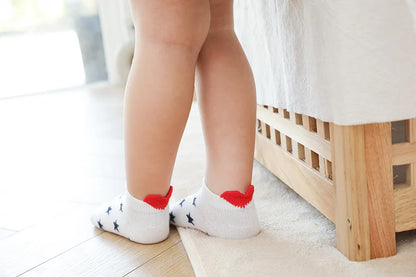 5Pairs/lot 0-12Y Cute Lovely Short Baby Socks Children Sock Red Heart Girls Cotton Mesh Cute Newborn Boy Toddler White Sock