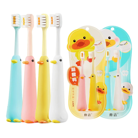 2/4/6/8pcs Cute Duck Children Toothbrushes 0.12mm High-Density Soft-Bristled Tooth Brush Non-Slip Tothbrush For Kids Aged 3-12