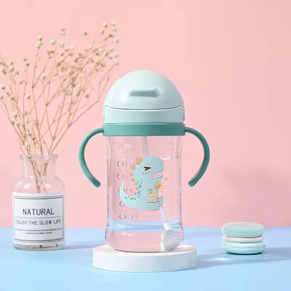 350ml Baby Bottles Drinking Cup Feeding Bottle with Straw Gravity Ball Wide-Caliber Kids Drinking Milk Water Dual-Use Bottle