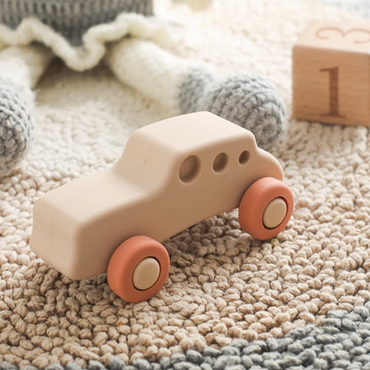 Montessori Baby Silicone Car Toys 0 12 Months Newborn Baby Things Silicone Baby Teether Toy Car  Educational Toy Silicone Blocks