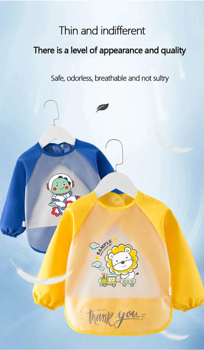 Baby Food Overalls Waterproof Children's Bibs Boys And Girls Drool Towel Four Seasons Long Sleeve No-Wash Apron