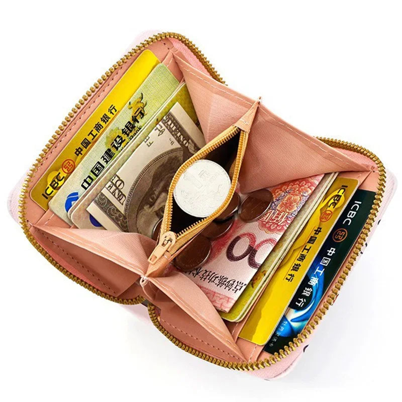 Children's Kawaii Cartoon Hello Kitty Coin Wallet Cute Cartoon Folding PU Leather Bag Girl Zero Wallet Female Walle Gifts