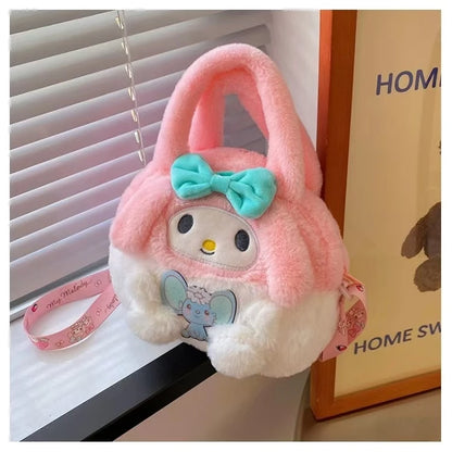 New Cartoon Sanrio Plush Bag Ins Versatile Kuromi Doll Doll Bag Cute Girl Handheld Small Bag