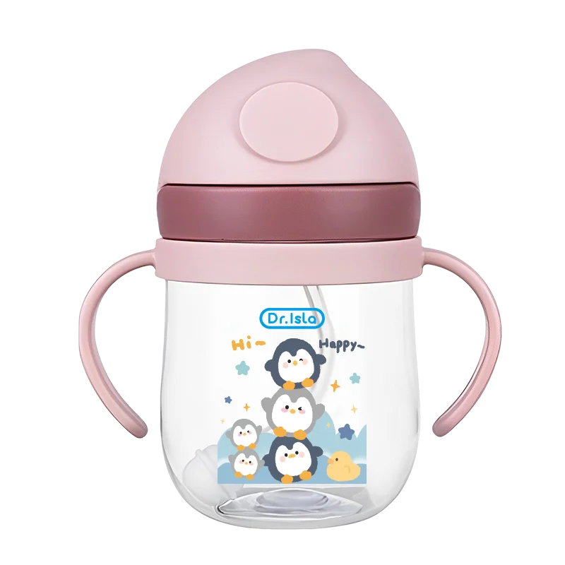 250ml Baby Feeding Cup with Straw Children Learn Feeding Drinking Bottle Animal Design Kids Training Cup with Straw BPA Free