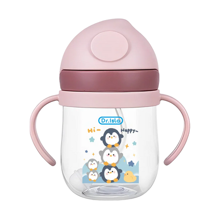 250ml Baby Feeding Cup with Straw Children Learn Feeding Drinking Bottle Animal Design Kids Training Cup with Straw BPA Free