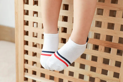 5Pairs/lot 0-12Y Cute Lovely Short Baby Socks Children Sock Red Heart Girls Cotton Mesh Cute Newborn Boy Toddler White Sock