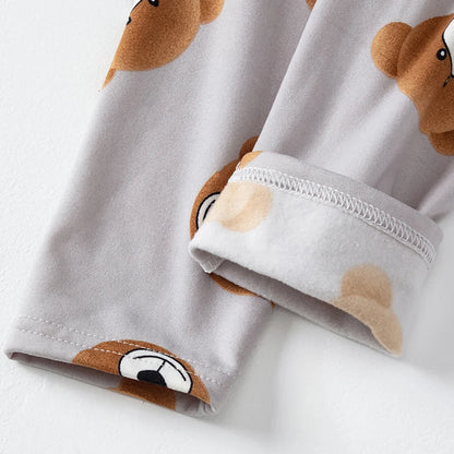 2-piece 2024 new autumn children's cute bear long-sleeved trousers suit boy leisure and comfortable home cover girl Joker pajama