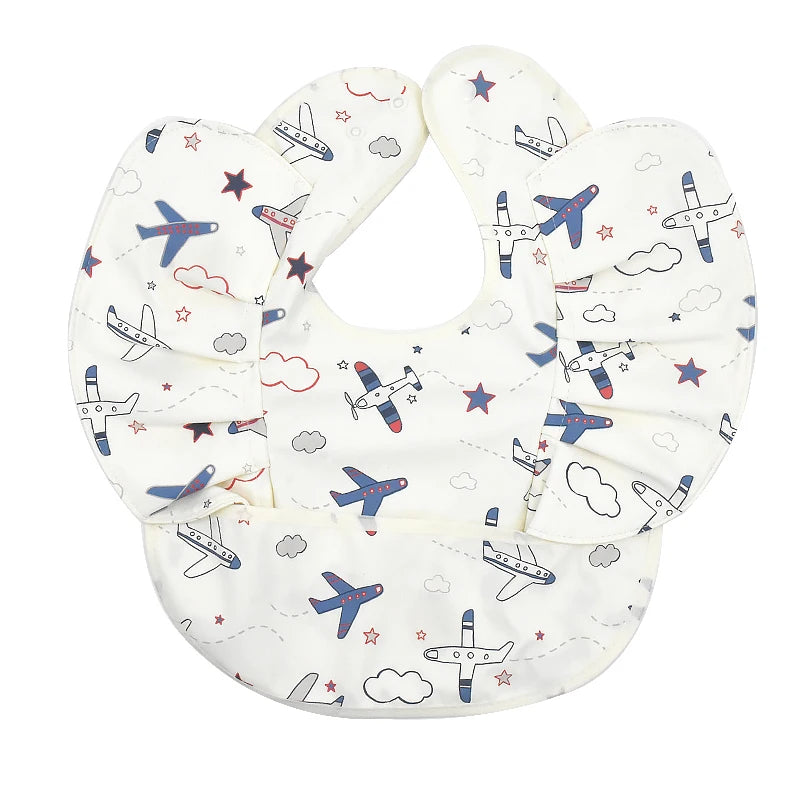 INS Nordic Style Baby Bibs Waterproof Short Sleeve with Pocket Feeding Waterproof Bib Easy Clean Cute Elephant Bibs Soft PU