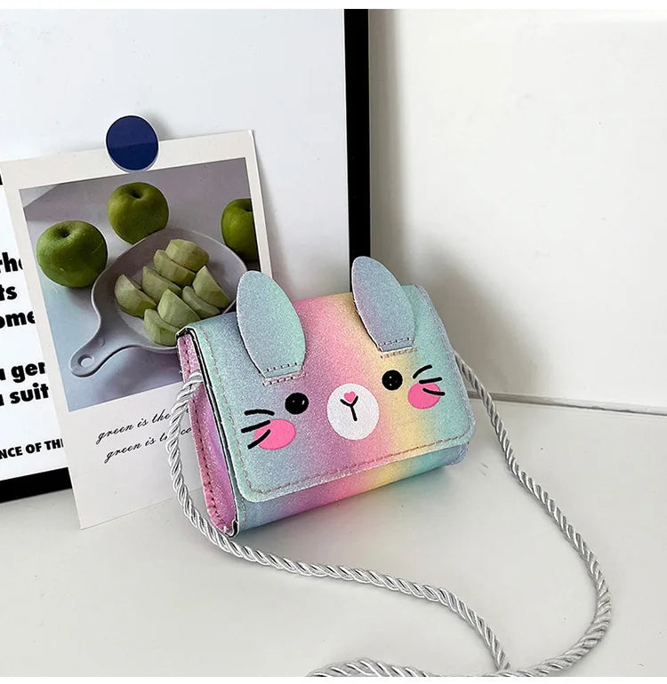 Mini Crossbody Bag for Children Cute Cartoon Cat Baby Girls Shoulder Bags PU Leather Boys Kids Small Coin Purse Handbags Wallet