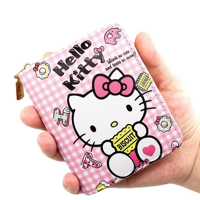 Children's Kawaii Cartoon Hello Kitty Coin Wallet Cute Cartoon Folding PU Leather Bag Girl Zero Wallet Female Walle Gifts