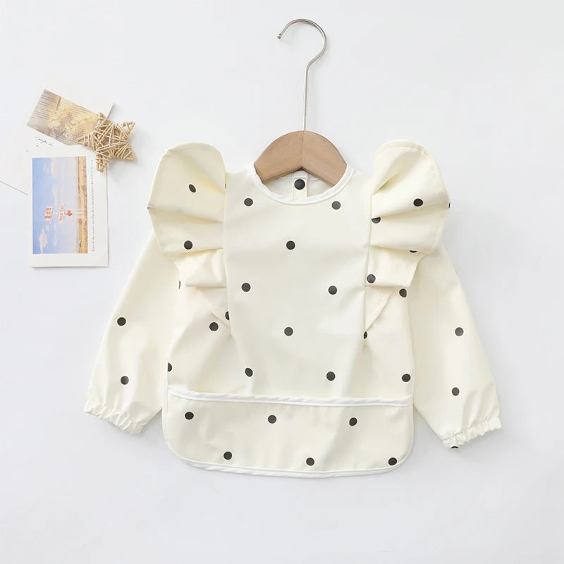 Baby Feeding Bibs Angel Wings Kids Waterproof Long Sleeve Art Smock Baby Stuff Anti-dirty Dinning Apron with Pocket for Newborn