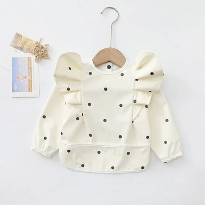 Baby Feeding Bibs Angel Wings Kids Waterproof Long Sleeve Art Smock Baby Stuff Anti-dirty Dinning Apron with Pocket for Newborn