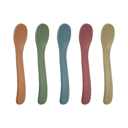 Food Grade Silicone Small Curved Spoon Baby Food Spoon Children Tableware Feeding Soft Spoon