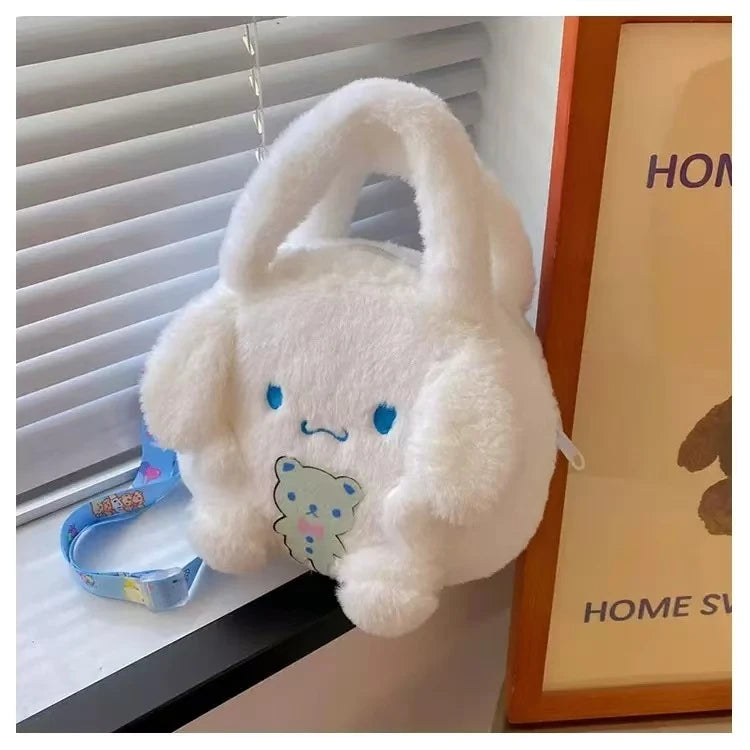 New Cartoon Sanrio Plush Bag Ins Versatile Kuromi Doll Doll Bag Cute Girl Handheld Small Bag