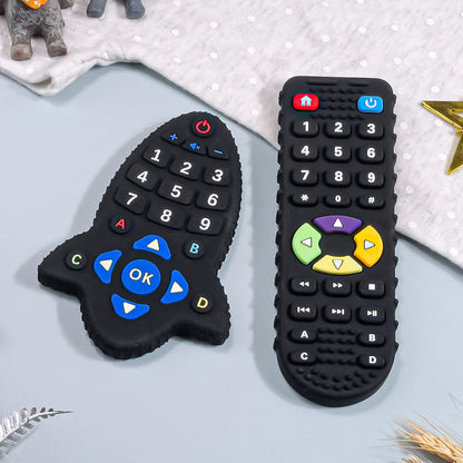 Baby Silicone Teether Toys BPA Free Remote Control Shape Teether Rodent Gum Pain Relief Teething Toy Kids Sensory Educational