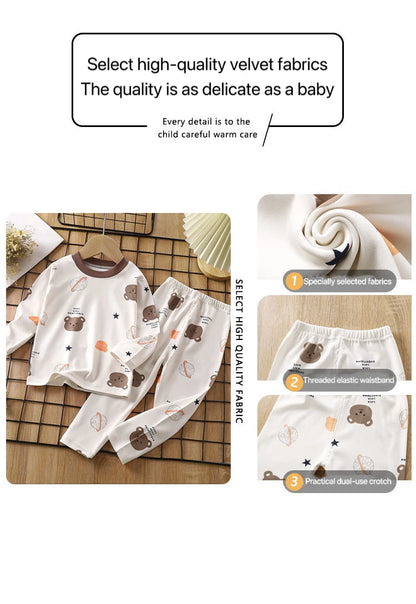 1pcs Children's Underwear Set Kids Soft Cotton Pajamas Boys Girls Baby Spring Autumn Cute Cartoon Long Sleeve Home Sleepwear