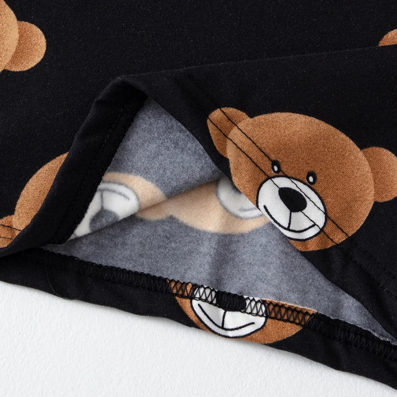 2-piece 2024 new autumn children's cute bear long-sleeved trousers suit boy leisure and comfortable home cover girl Joker pajama
