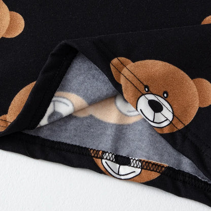 2-piece 2024 new autumn children's cute bear long-sleeved trousers suit boy leisure and comfortable home cover girl Joker pajama
