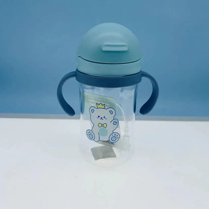 350ml Baby Bottles Drinking Cup Feeding Bottle with Straw Gravity Ball Wide-Caliber Kids Drinking Milk Water Dual-Use Bottle